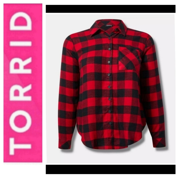 Torrid Relax fit Plaid Top - Picture 1 of 8